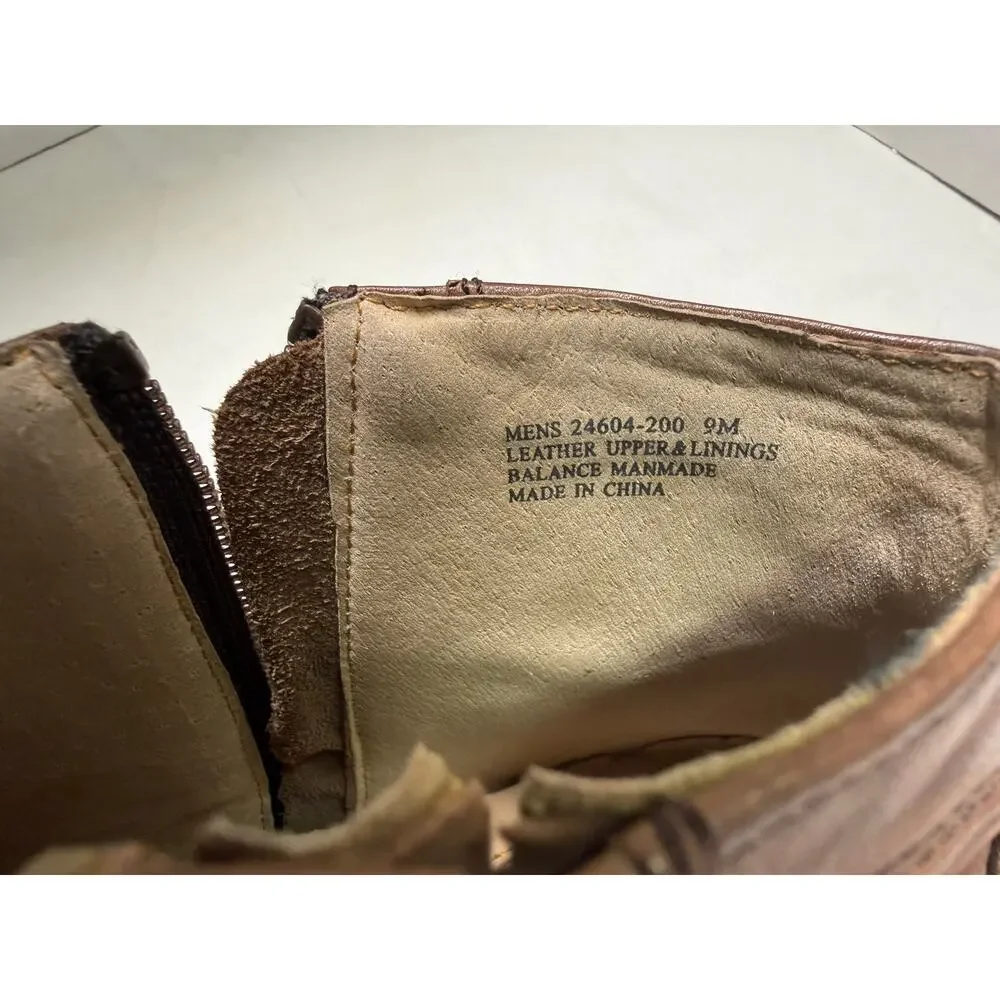 Stacy Adams Men’s Square Toe Ankle zipper Brown Chelsea Boots Size 9M